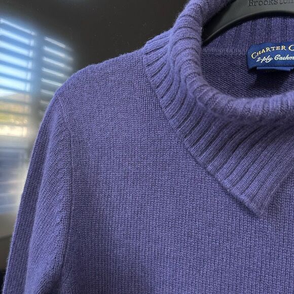 Charter Club 2-PLY Luxury 100% Cashmere Purple Sweater Pullover Turtleneck - Picture 4 of 8